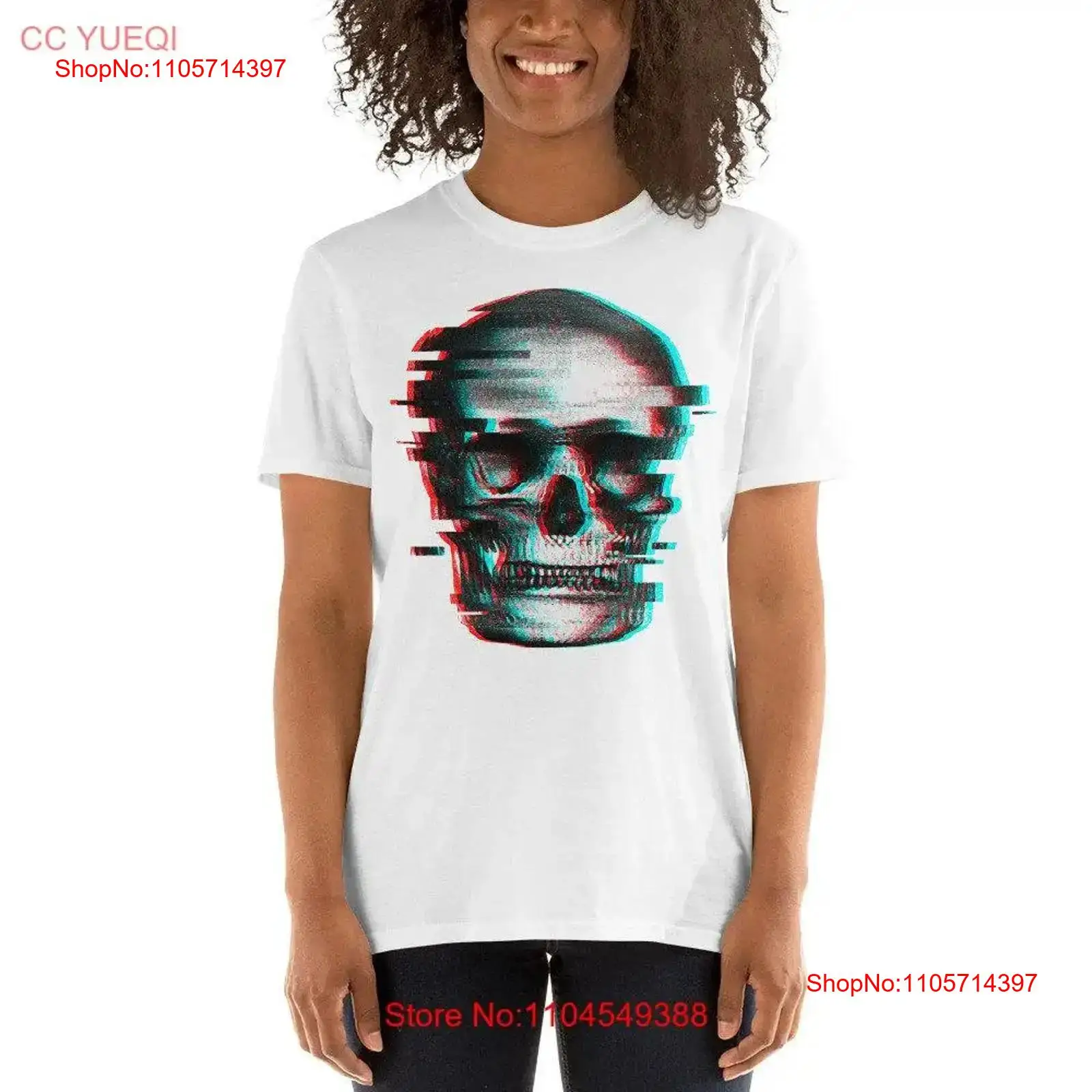 3D Printing X Ray - Glitched Skull Retro T Shirt 3D