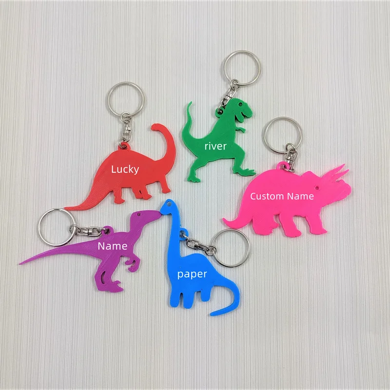 3D Printing Stainless Steel - Custom Name Keychains 3D Printed Dinosaur