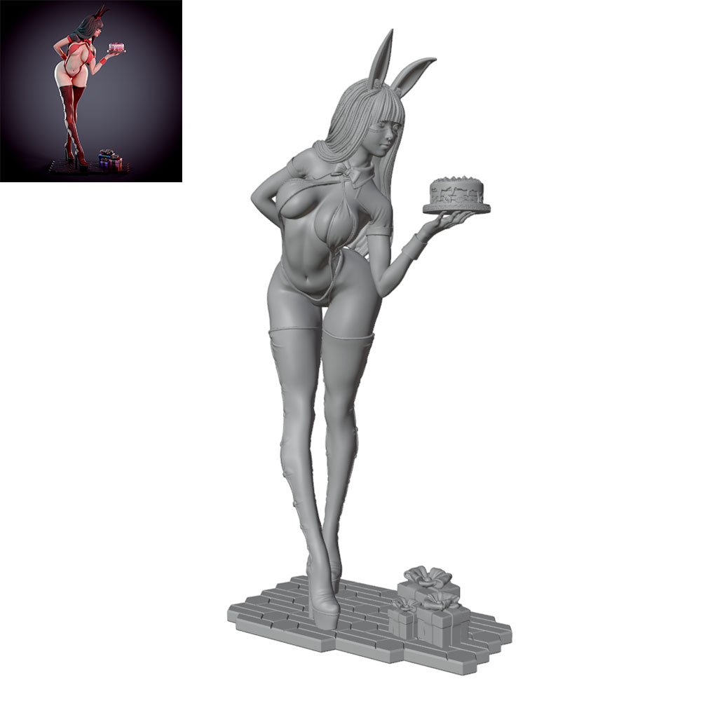 3D Printing Mockup - 1/24/12/6 Holiday Party Theme Bunny Girl